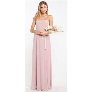 Show Me Your MuMu Lauren Tie Maxi Dress Neutral Mauve Chiffon Pink